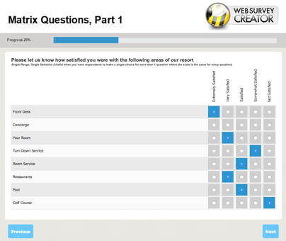 Standard Web Survey Question Types